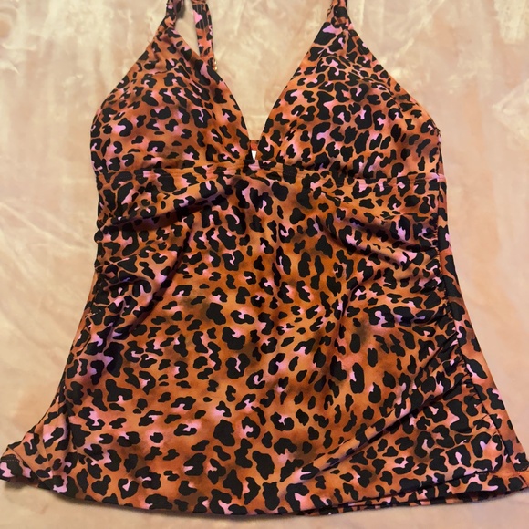 Leopard Animal Print Swim Top Size Small by New Directions - Picture 4 of 10